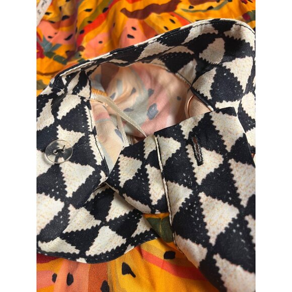 Farm Rio For Anthropologie Orange bead Banana Print Wrap Midi Skirt XL Viscose - Picture 8 of 14